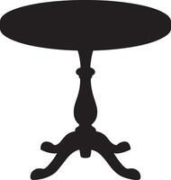 Silhouette of a classic round pedestal table with an ornate base vector