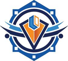 Abstract geometric logo design with wings vector