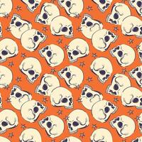 Seamless pattern with human skull for Halloween. stylized craniums . Background with human bone for product design in mystical style. vector