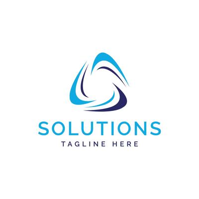 Solutions circular business logo design triangle abstract shape creative modern concept