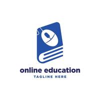 online education logo design concept mark book computer mouse sign for e-learning business vector