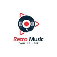 retro music play icon logo design modern concept old style music player gramophone vector