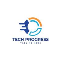 tech progress solution logo design creative modern minimal concept vector
