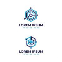 Technology logo design Hexagon shape unique circuit design modern minimal creative vector
