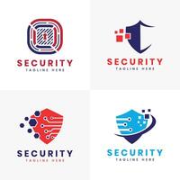 Security technology logo bundle design modern minimal concept shield concept vector