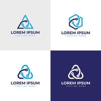 Technology logo bundle design collection modern minimal concept tech business startup vector