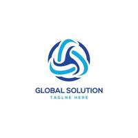 global solution logo design concept modern flat business startup company vector