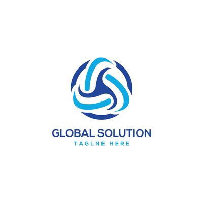 global solution logo design concept modern flat business startup company