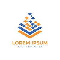 Technology logo design pixel layers stack modern minimal concept vector