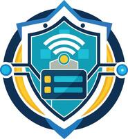 Secure wireless network protection shield logo vector