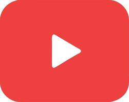 Red rounded rectangle play button icon vector