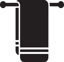 Black silhouette of a towel hanging on a towel rack vector