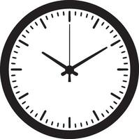Simple black and white round analog clock icon design vector