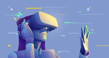 Person using virtual reality headset vector