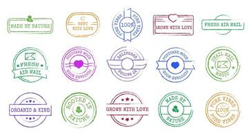 Textured Stamps, Labels with Text, Retro Postmarks vector