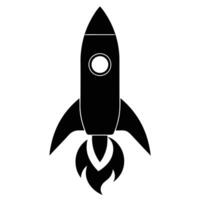 Powerful Black Rocket Launching into Space A Bold Silhouette Illustration of Dynamic Ascent - Professional digital artwork with vibrant colors and detailed composition vector