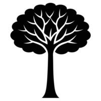 Majestic Black Silhouette of a Tree with Intricate Branches Against a White Background, Evoking a Sense of Serenity and Timeless Beauty vector