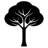 Majestic Silhouette of a Single Tree Standing Tall Against a White Background, Evoking a Sense of Peace and Tranquility in Nature vector