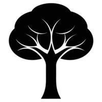 Majestic Black Silhouette of a Tree, Standing Tall and Proud Against a White Background, Evoking a Sense of Serenity and Timeless Beauty in Nature vector