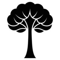 Majestic Black Silhouette of a Stylized Tree, Standing Tall Against a White Background, Evoking Serenity and Growth vector