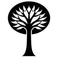 Elegant Black and White Stylized Tree Icon A Serene, Circular Design for Nature, Growth, and Tranquility vector