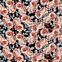 a pattern with red roses on black vector