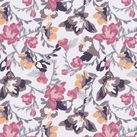 Botanical flower and leaf bouquet pattern vector