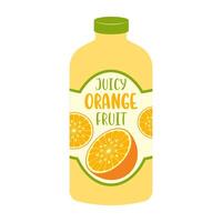 Flat style illustration of bottled and canned fruity drinks and flavored soda. Summer cold and soft drinks. vector