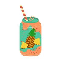 Flat canned, and bottled fizzy fruit drink and flavored sodas. Summer cold and soft drinks. vector
