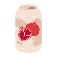 Flat style illustrations of bottled and canned fruity drinks and flavored soda. Summer cold and soft drinks. vector
