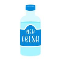 Flat style illustrations of bottled and canned fruity drinks and flavored soda. Summer cold and soft drinks vector