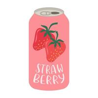 Flat illustrations of fruit juice and beverage containers with colorful label. Summer cold and soft drinks. vector