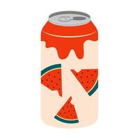Colorful illustrations of canned and bottled fruit juices with simple design. Summer cold and soft drinks. vector