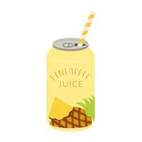Colorful illustrations of canned and bottled fruit juices with simple designs. Summer cold and soft drinks vector