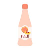 Colorful bottles and cans of various fruit drinks and beverages. Summer cold soft drinks and fruit juice. vector