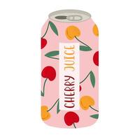 Flat illustrations of fruit juice, and beverage containers with colorful labels. Summer cold and soft drinks. vector