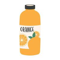 Flat illustrations of fruit juice, and beverage container with colorful labels. Summer cold and soft drinks. vector
