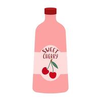 Colorful bottles and cans of various fruit drinks and beverages. Summer cold soft drinks, and fruit juice. vector