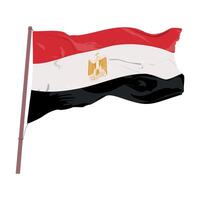 Waving Egyptian flag on the white background. vector