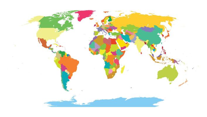 Colorful Political World Map with Country Borders