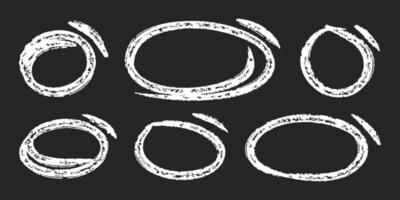 Grunge Hand Drawn Circle Highlights with dry brush or marker texture. Marker Scribble Elements Set. Best for UI UX highlighting, annotations, and infographic design. Editable and scalable for various vector