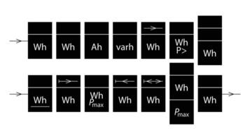Black Watt Hours Meter Symbol Icon Set vector