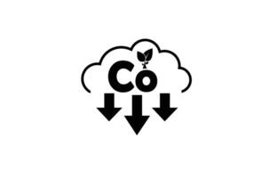 Cloud shape icon and up and down arrow symbol of CO2 gas, carbon dioxide. Flat design. vector