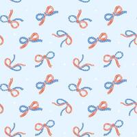 Retro Coquette 4th of July America Ribbon Bow Girly Seamless Pattern Minimal Wallpaper Isolated on Background vector
