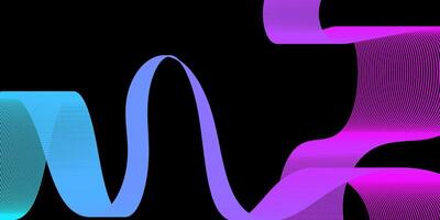 Abstract Neon Ribbon Lines on Black Background vector