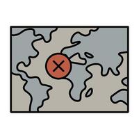 Map with X for exploration vector
