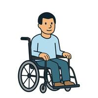 Man in wheelchair smiling in a casual setting vector