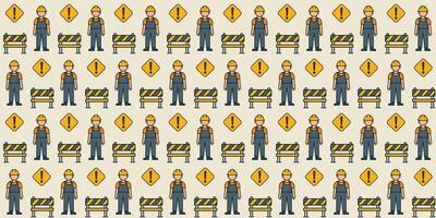 Construction workers and signs design vector