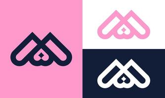 M logo with inverted heart symbol. vector