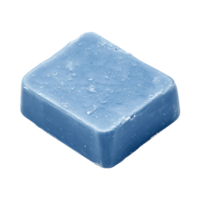 Blue square chunk shows rounded edges and a textured surface on transparent background png
